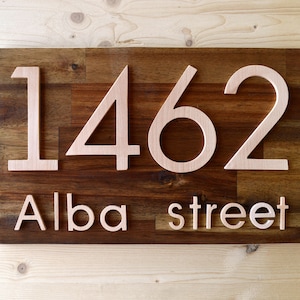 House number sign, Wood address plaque, House number plaque, Horizontal numbers, Wall decor, Housewarming gift