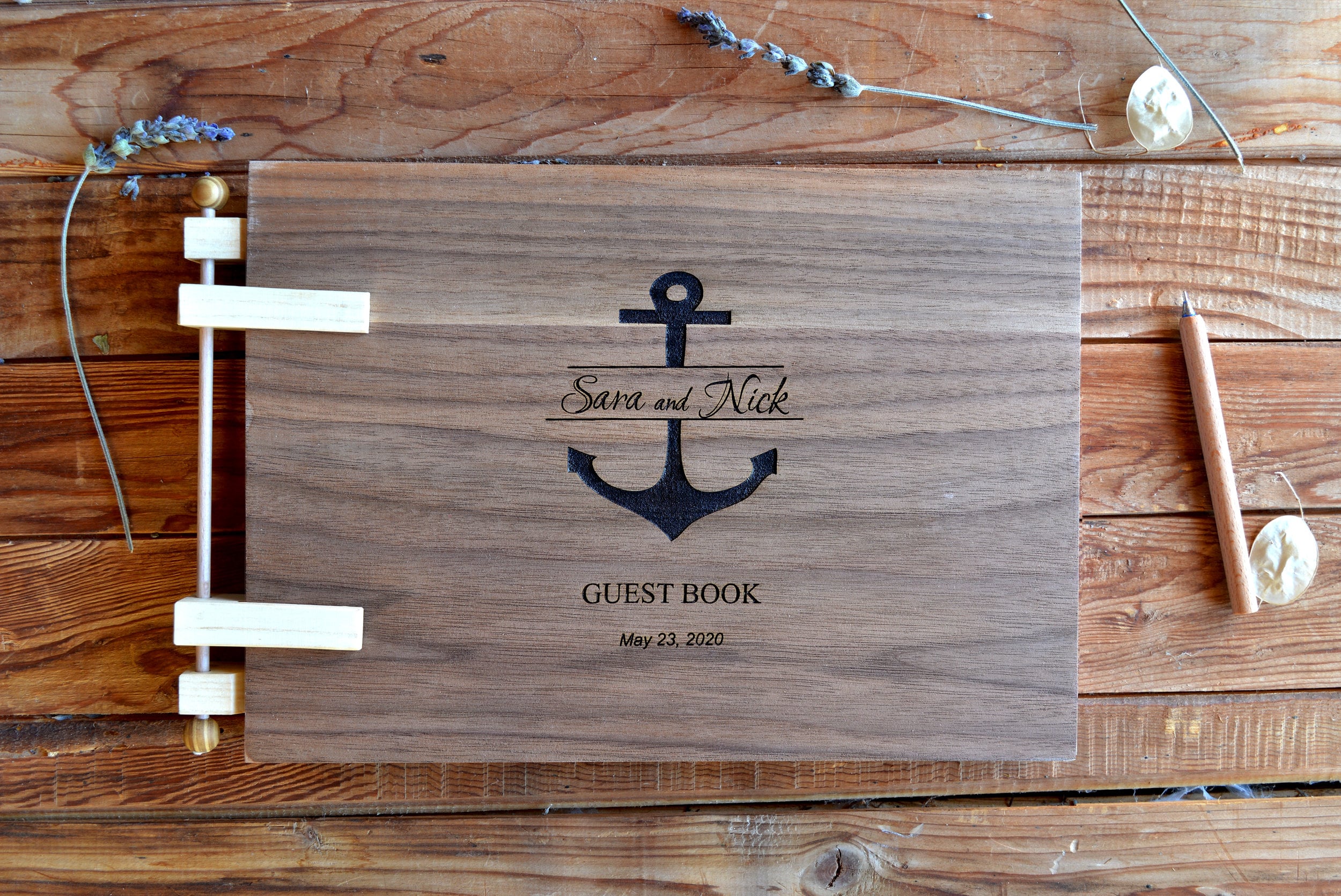 Nautical Guest Book Anchor Wedding Guest Book Wood Guest Etsy