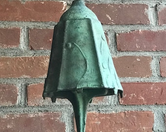 Large Paolo Soleri bronze brutalist bell Cosanti bell