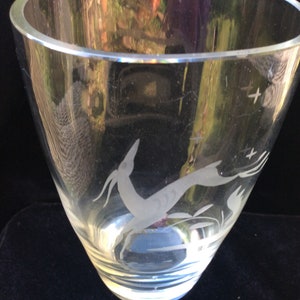 MCM Glasvase, Scandinavian MCM springende Hirschvase 13 cm, Orrefors Glas