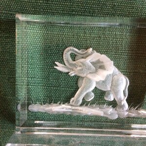 Lucite paperweight elephant paperweight signed collectible elephant gift for elephant lover