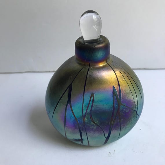 Iridescent perfume bottle blue purple bottle