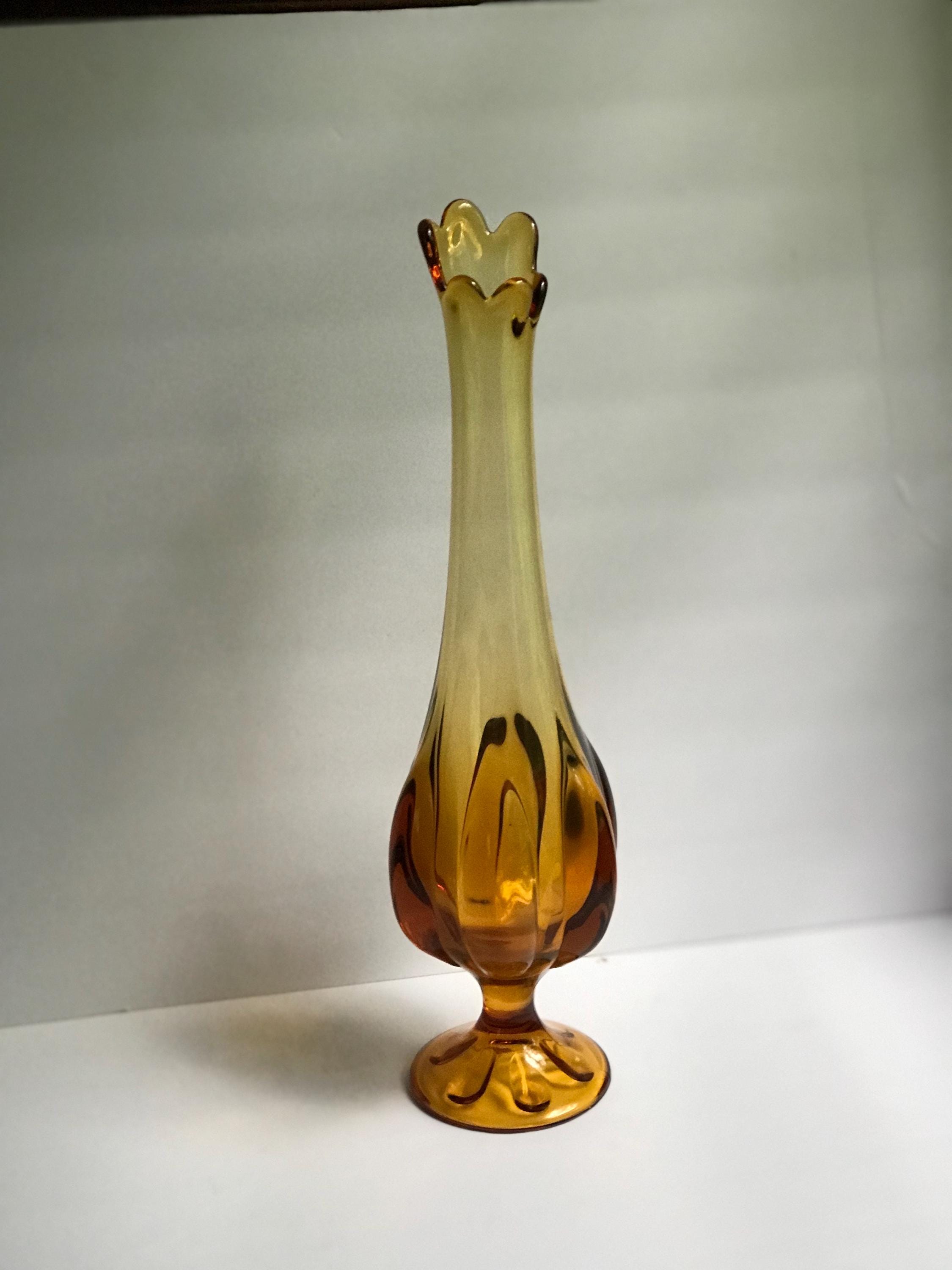 花瓶・フラワースタンド 1970s german Vintage Amber Glass Vase Viking Epic Amber Swung Glass Vase - Etsy