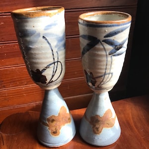 Ceramic wine glasses seventies boho ceramic glass stoneware wine goblets