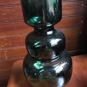 Green glass vase hoop vase Danish modern vase mid century modern decor