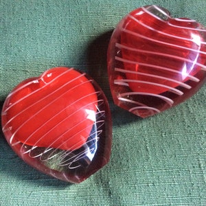 Murano heart vase red white heart vase art glass heart Sold Individually