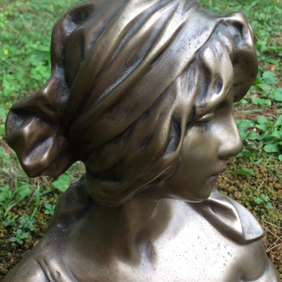 Vintage Bronze Bust Art Noveau Lady Bronze Ladys Bust Etsy