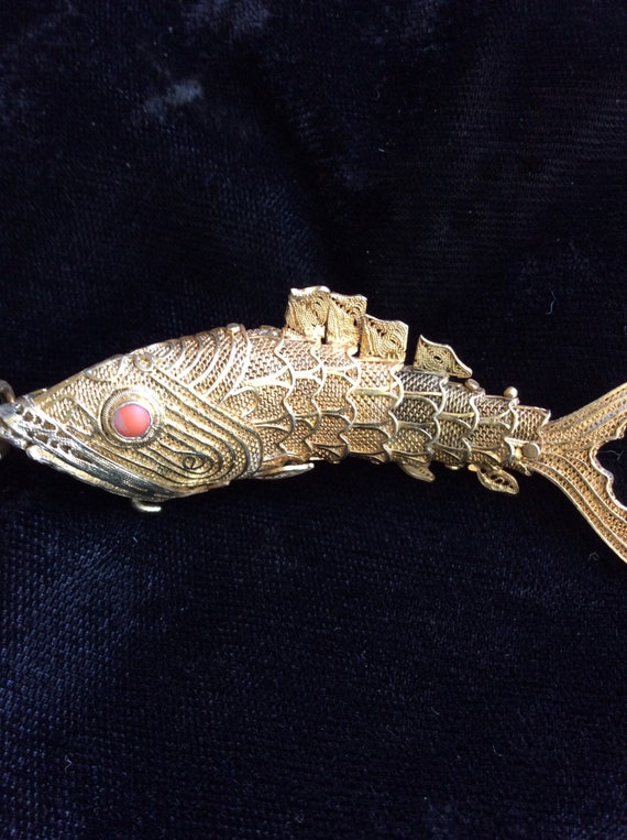 Victorian koi fish snuff pendant sold silver coral