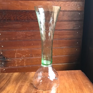 Green depression glass vase spiral optic glass vase tall green vase antique