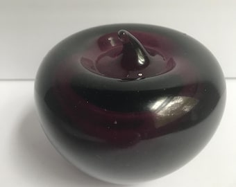 Glass apple amethyst  glass /apple paperweight purple glass