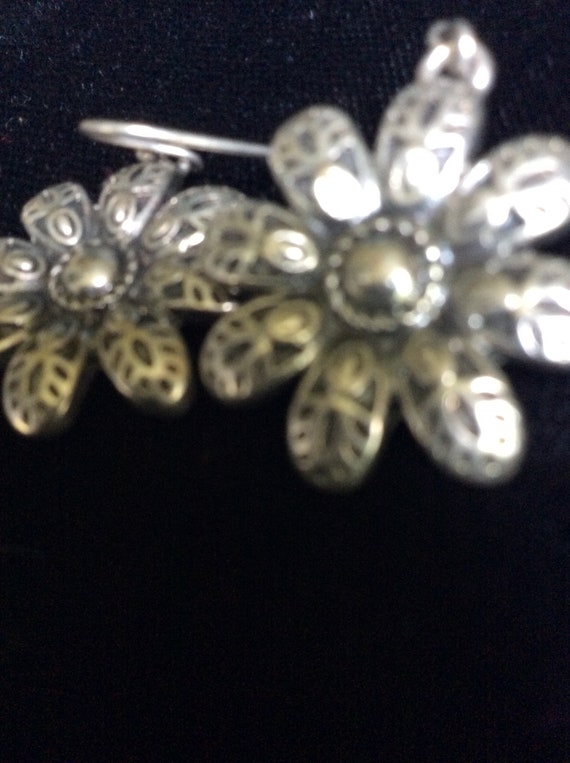 Silver earrings,silver flower earrings,925 silver… - image 2