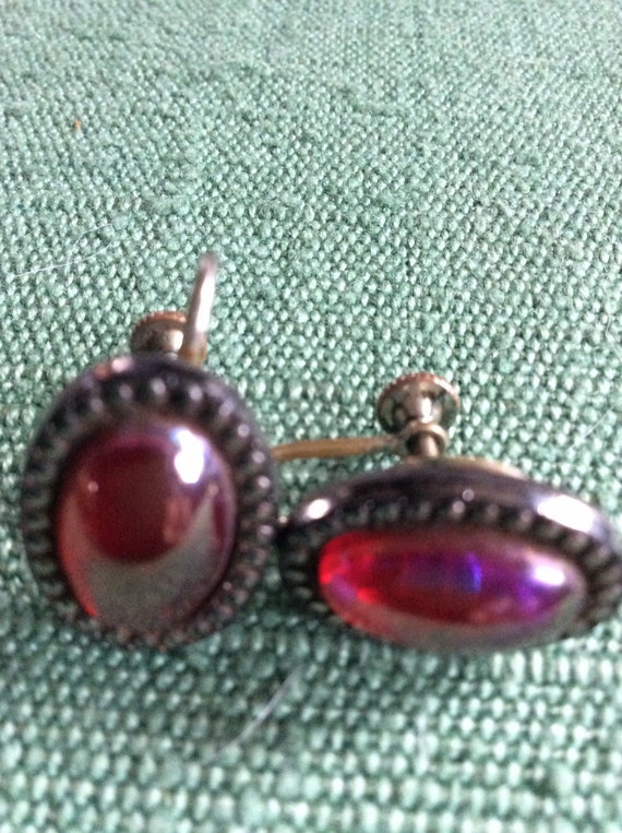 Dragonsbreath opal screw back earrings Mexican opa