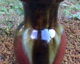 Vase HosleyDrip émaillé craquelé/vase en céramique ocre moyen/R Mutz