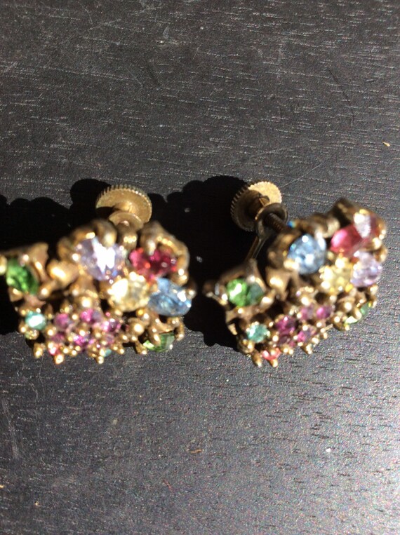 Holly craft  vintage earrings,screw back pastel Ho