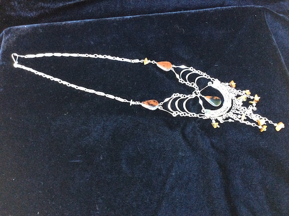 vintage silver,tigers eye,mahogany obsidian neckl… - image 4
