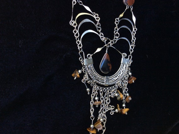 vintage silver,tigers eye,mahogany obsidian neckl… - image 5
