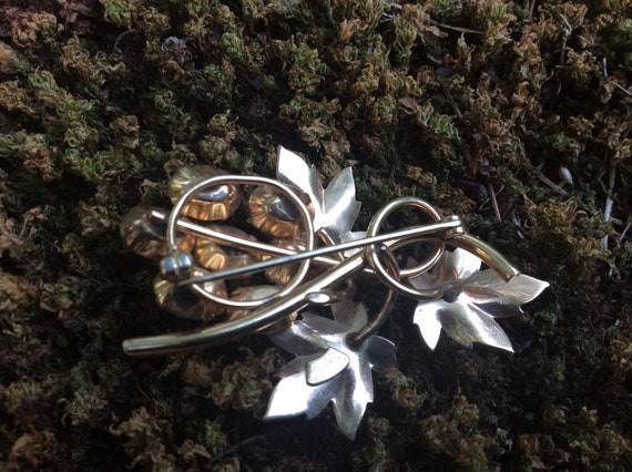 Vandel Brooch GF Vandel Brooch Pin Gold Blue Vintage Floral Brooch