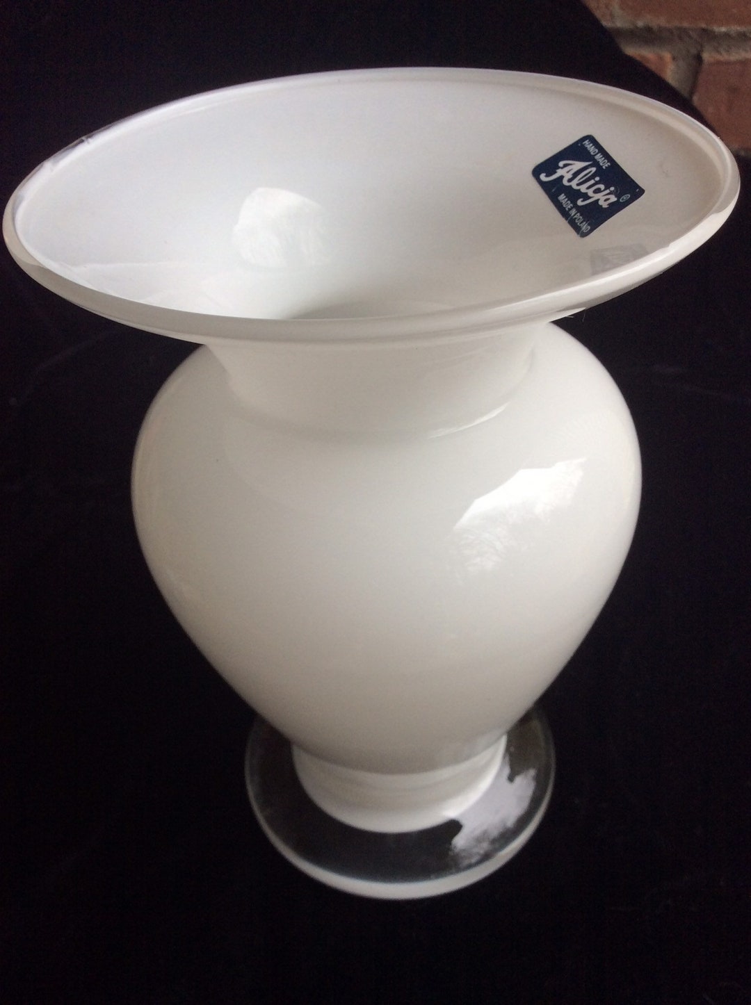Alicja Polish Glass Vase White Handblown Vase Etsy