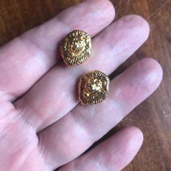 KJL Vintage Kenneth J Lane Gold Lion Stud Earrings - image 4