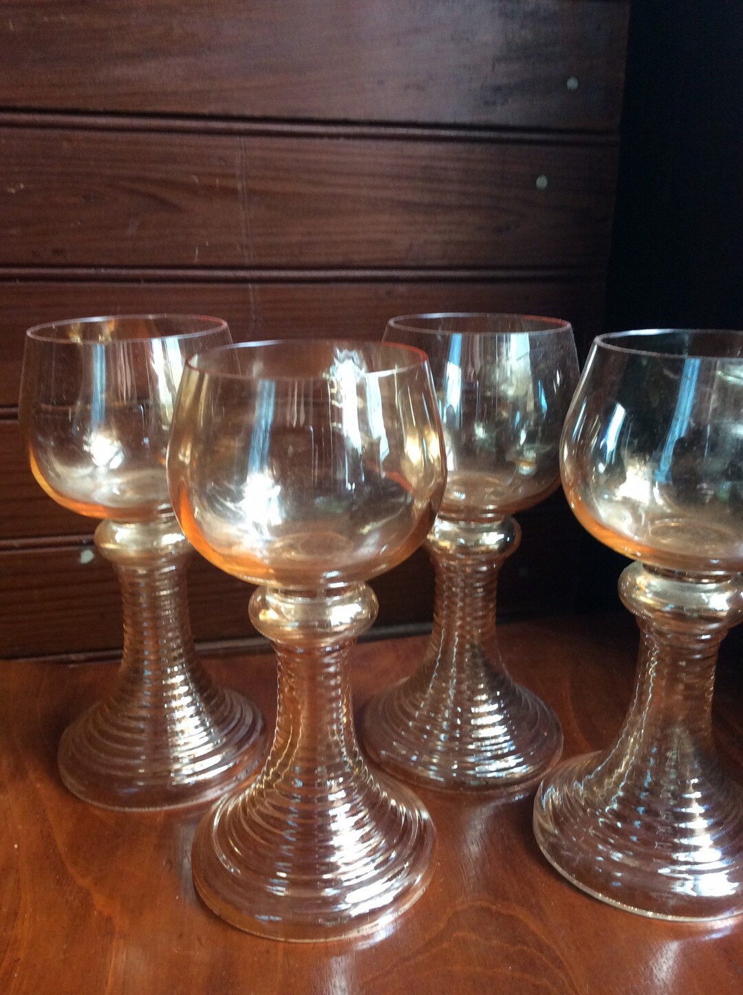 German Cordial Glasses Mid Century Gold Lustre Glasses Set of Mid Century Glasses Retro Barware