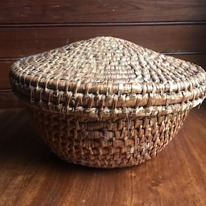 Deckelkorb Inuit Wickelkorb Alaska Eskimo Korb Vintage Aufbewahrungskorb