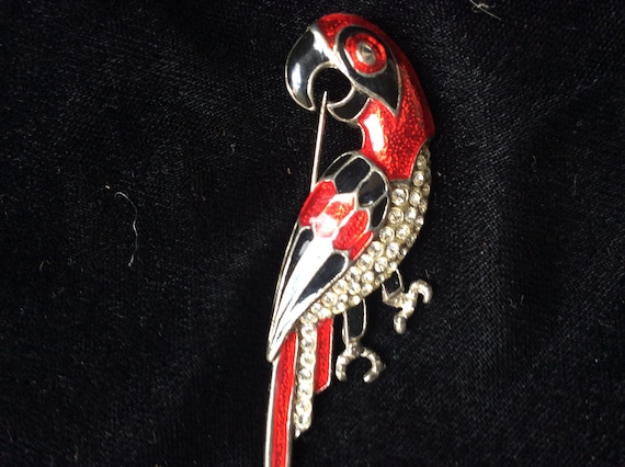 Vintage bird pin,parrot pin,bird brooch - image 1