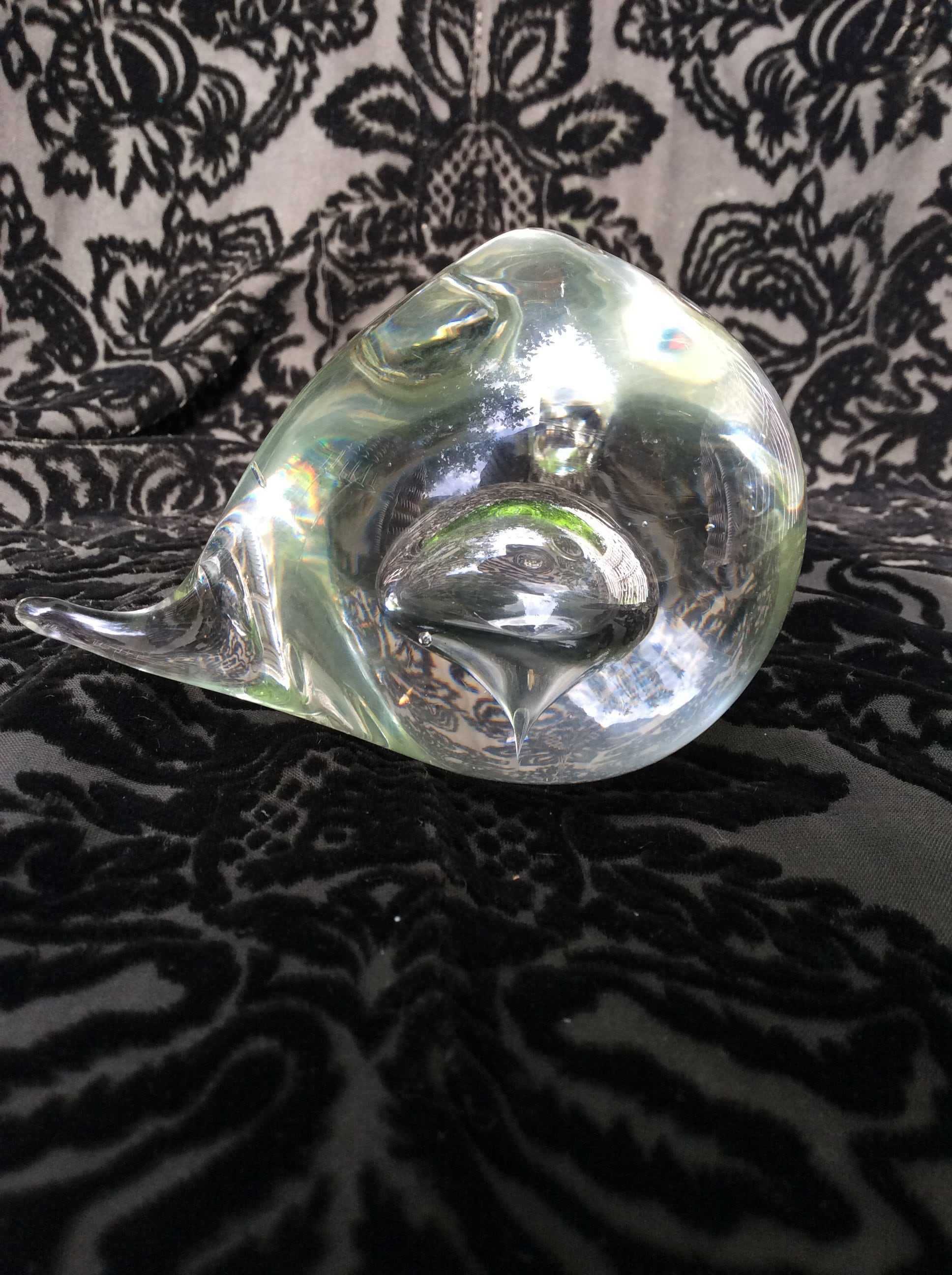 ムラーノガラスのフクロウ/魚、サイン入りガラスのペーパー