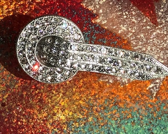 Art Deco Paste Buckle Brooch, Antique Pot Metal Pin