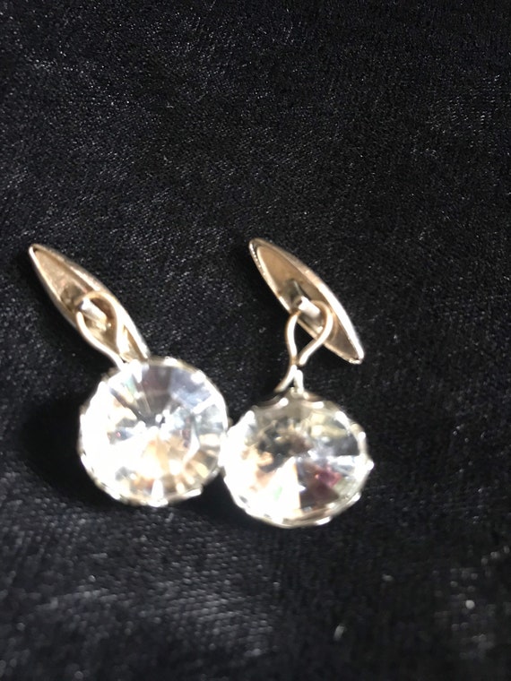 Vintage rhinestone cuff links silver rhinestone cu