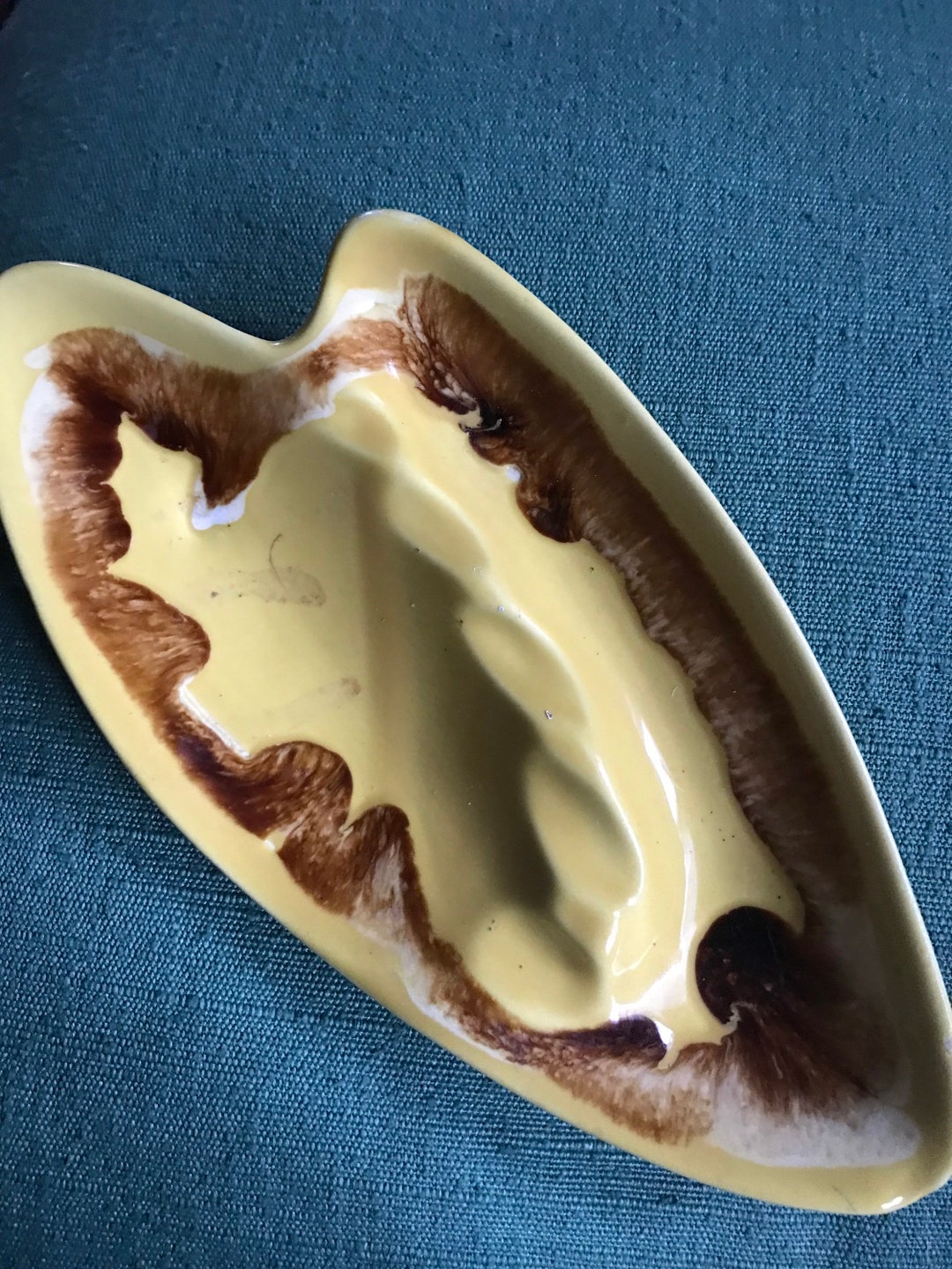 Sixties Boomerang Ashtray Yellow Ceramic Retro Ashtray Etsy