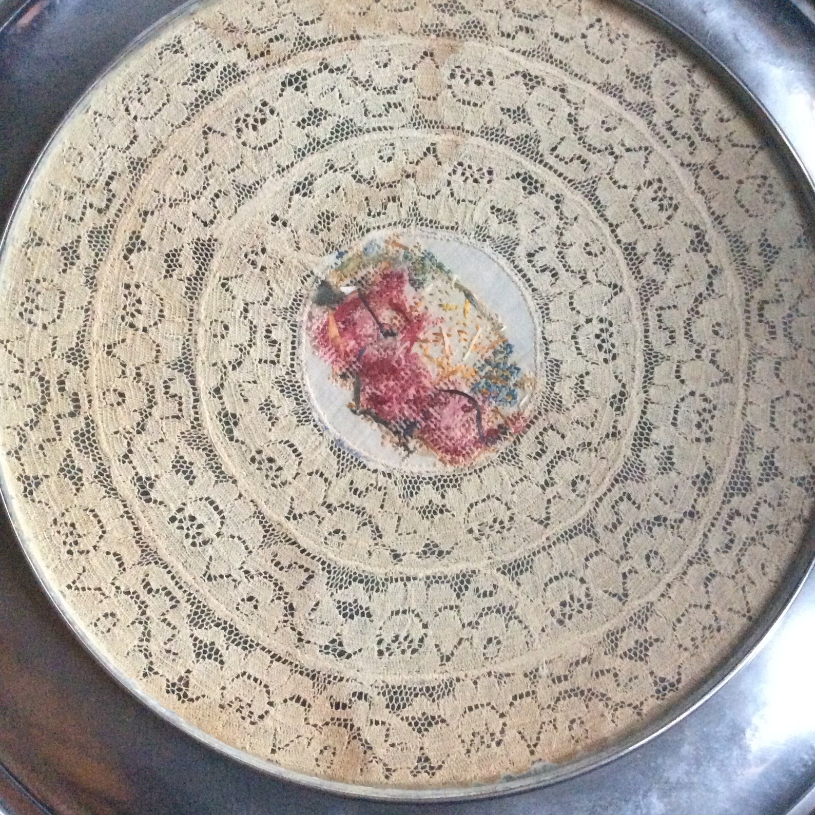 Large Vanity Tray.silver Plateglasslace Pettipoint Tray Etsy