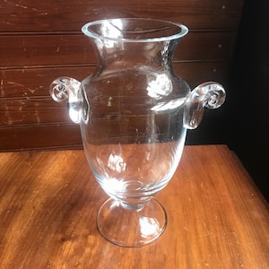 Badash crystal trophy vase clear hand blown vase handled Lg clear vase