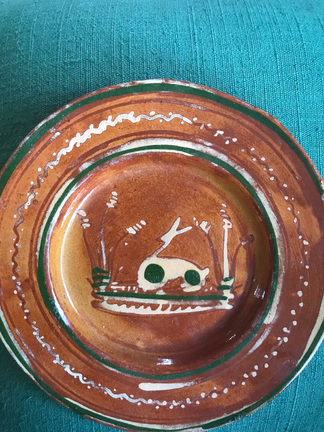 Mexican Terra Cotta Charger Hand Painted Rabbit Plate - Etsy