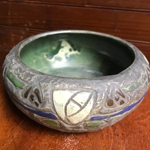 Vintage Roseville Mostique Art Deco-planteringsburk, grå keramik