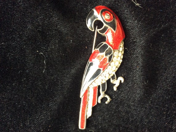 Vintage bird pin,parrot pin,bird brooch - image 6