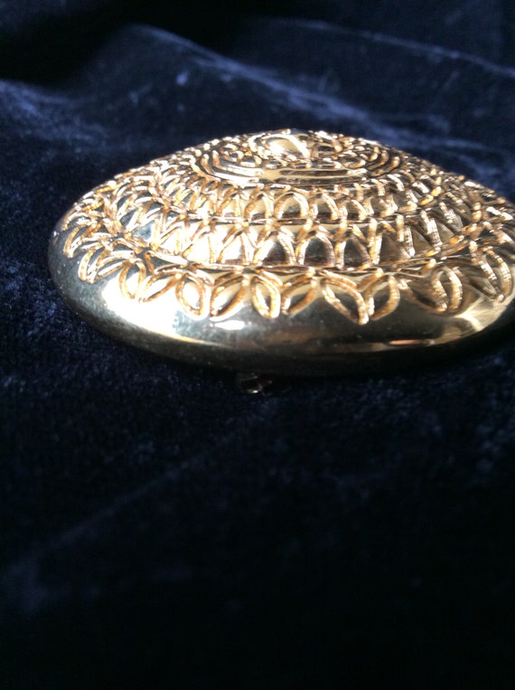 Vintage Monet brooch Monet gold Etruscan brooch M… - image 2