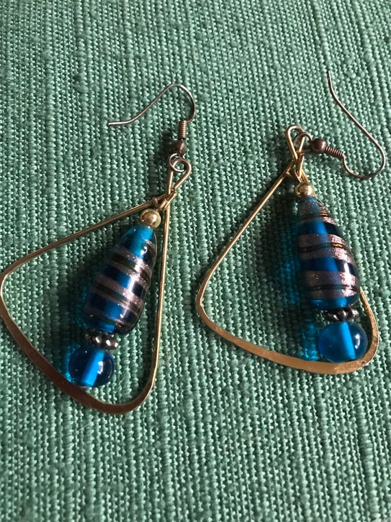 Copper flecked Murano earrings mod retro glass ear
