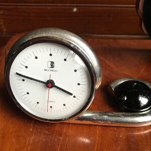 Bicchielli Italian silver plate clock/travel clock/desk clock