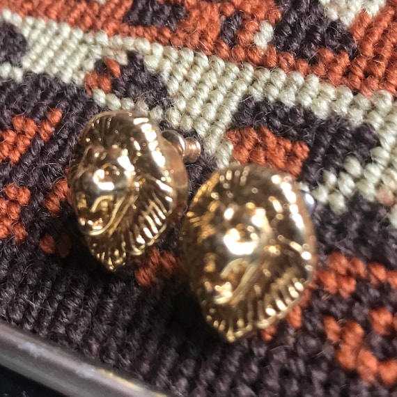 KJL Vintage Kenneth J Lane Gold Lion Stud Earrings - image 1