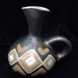 Vintage Raku pitcher,Raku ceramicvase heart signed Raku