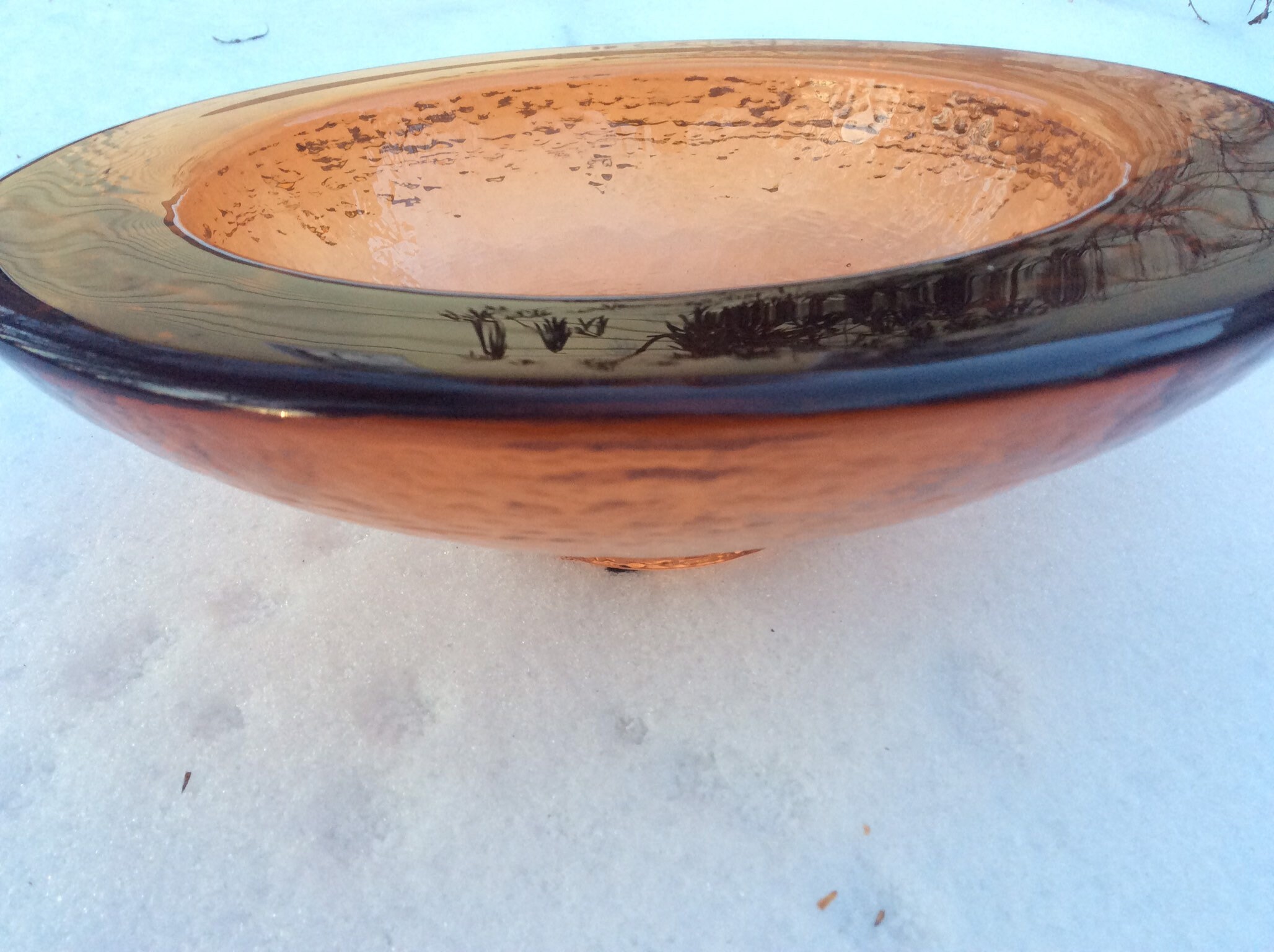 Fire and Light Bowl Amber Recycled Glass Footed Wide Lipped Etsy