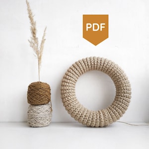 Crochet Wreath Tutorial, PDF Crochet Pattern for the Farmhouse Jute Wreath