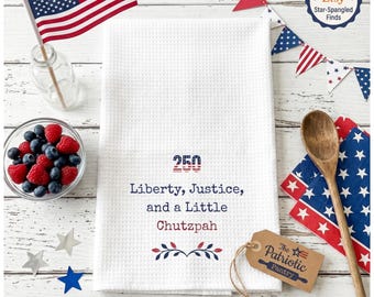 250 Years of Liberty | Latkes Tea Towel | America 250th Anniversary Kitchen Decor | Jewish Patriotic |H | Modern Judaica Towel