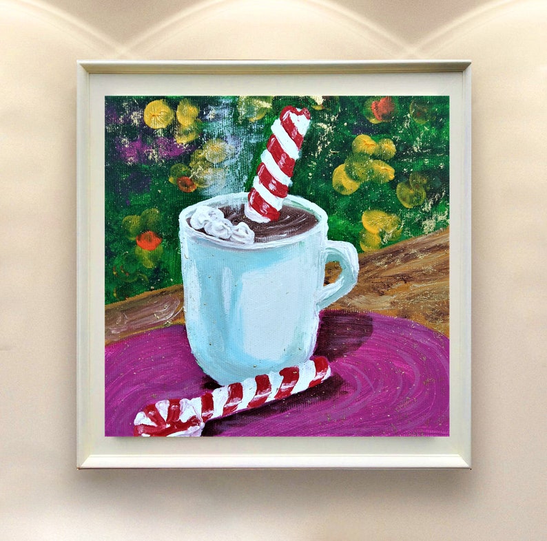 Original Art.Acrylic Painting on Canvas Original Wall art.Fabulous mug Painting Mug kitchen art canvas