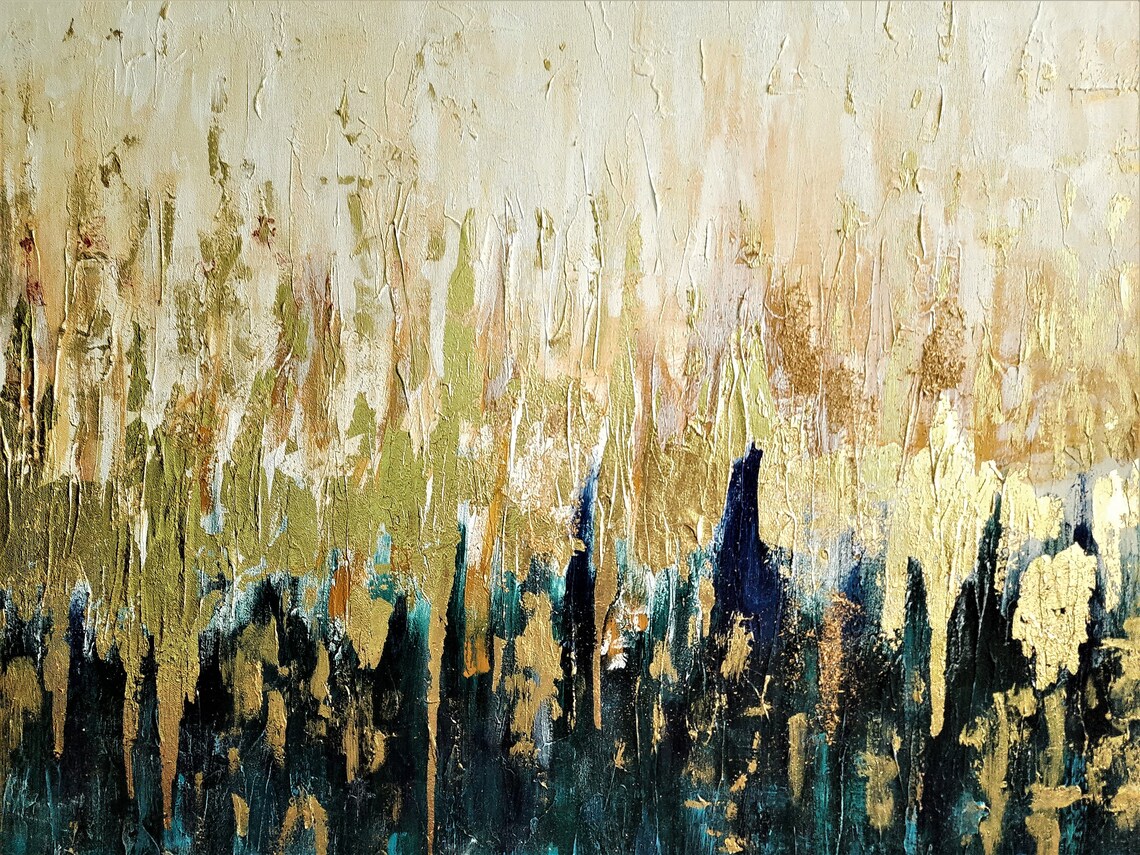 Gold Art Abstract Painting Canvas Wall Art Painting for Living Etsy