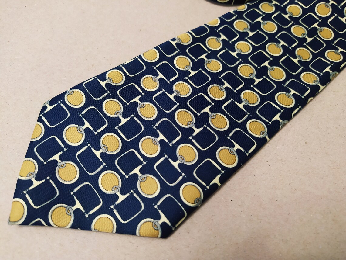 Vintage cravat Rene Chagal Tie Geometric Print Silk Necktie | Etsy