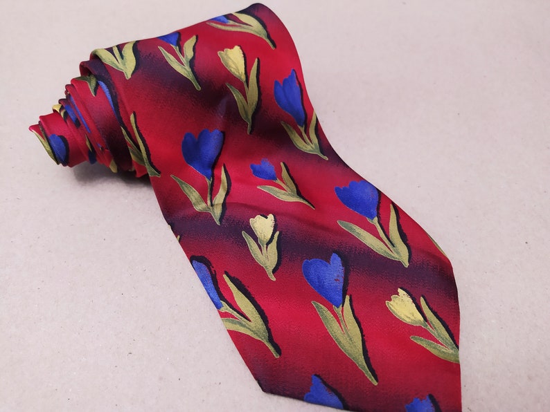 Necktie Silk Mens cravat Principles Tie print floral pattern Vintage brand Made in England