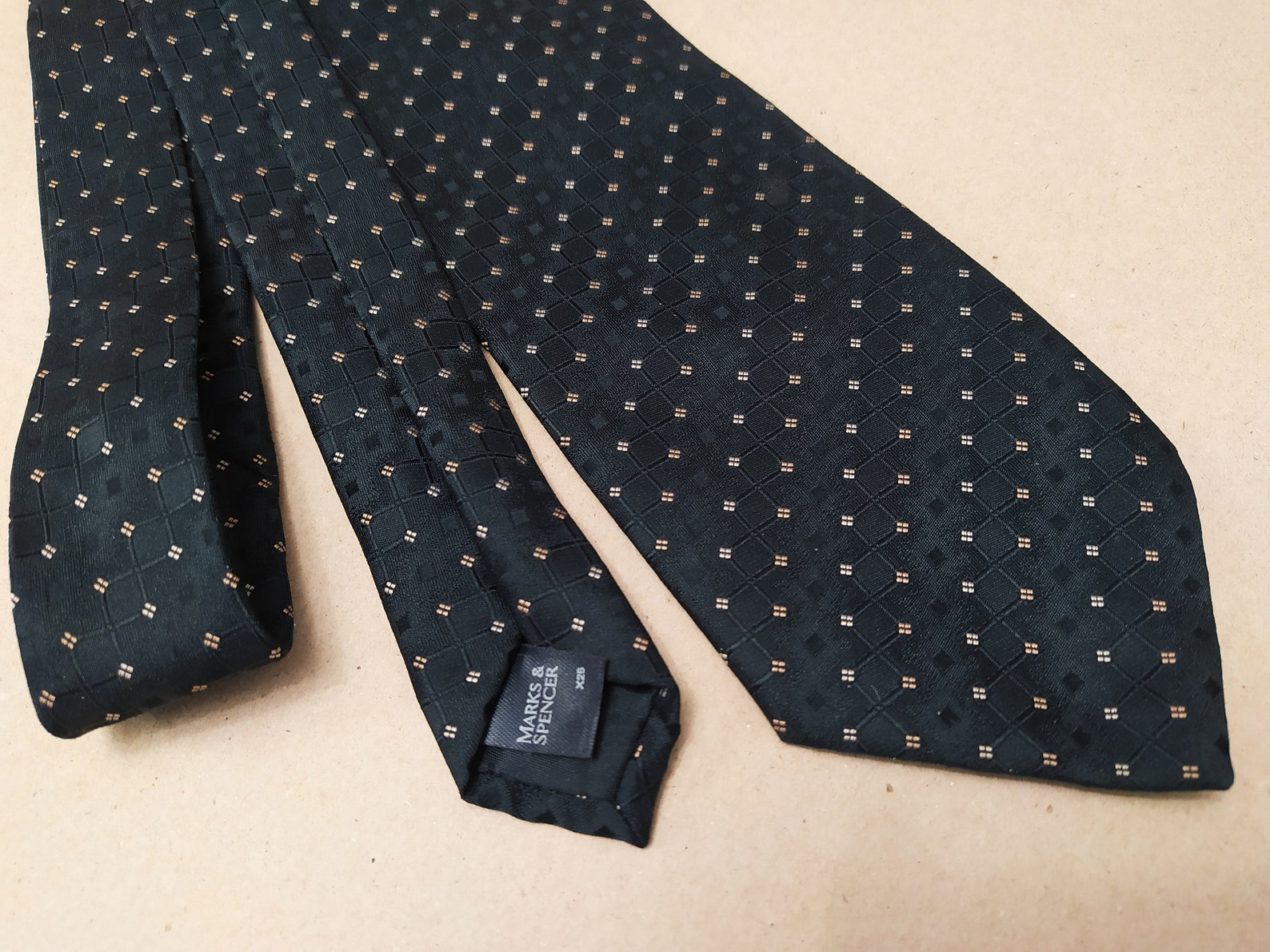 Vintage cravat Marks Spencer Tie Geometric Print Silk necktie Etsy