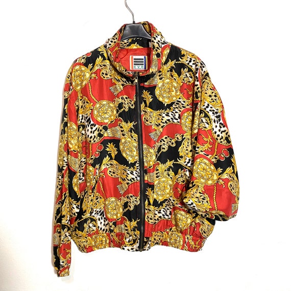 EVR cheetah red silk windbreaker jacket, 1990s and