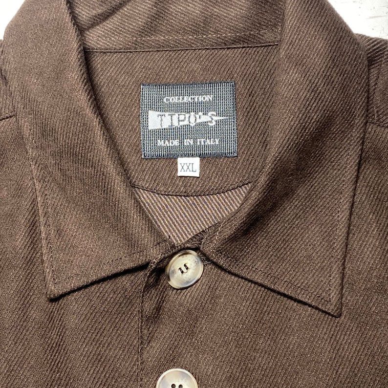 80s NOS sz XXL Tipo\u2019s brown striped canvas worker style chore jacket made in Italy